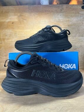 Hoka One One Bondi 8 REFLECTIVE Womens Size 8.5 Running Shoes Sneakers Black